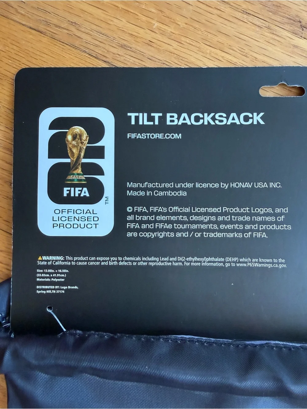 Official FIFA World Cup 2026 Los Angeles Host City Drawstring Bag NWT Licensed